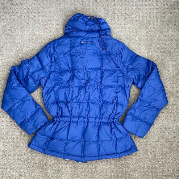 Ralph Lauren Down Puffer Jacket Women Small Royal Blue Full Zip Mock Neck Snow - Picture 8 of 11